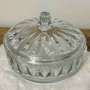 Vintage Wheaton Clear Glass Candy Dish with Lid Hard to Find MCM Granny Chic